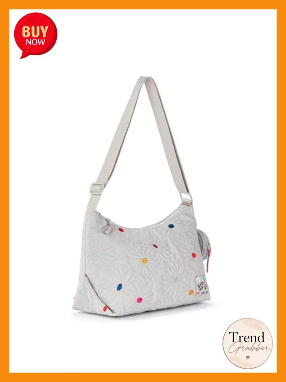Eco-Twill Hobo Bag with Zipper Closure & Detachable Key Dangle